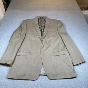 Lauren Ralph Lauren Blazer Mens 46L Bird's Eye Pattern Tweed Beige Brown